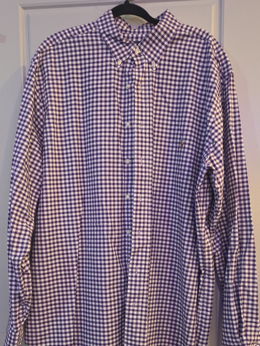 Ralph Lauren Purple and White Gingham Button-Down Shirt